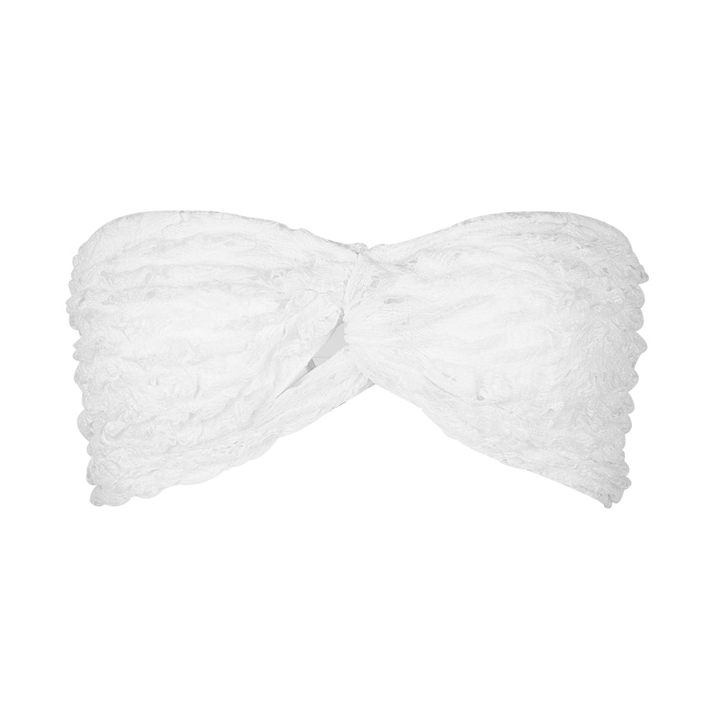 KNIT WHITE STRAPLESS TOP