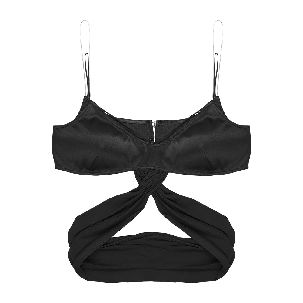 PLEATED TIE-UP BRALETTE