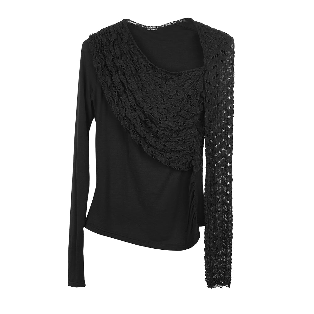 ASYMMETRIC NECK PATCHWORK BASE LAYER