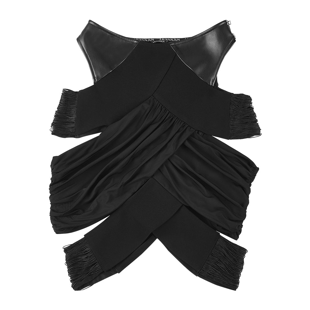SIDE-SLIT FRINGE BODYCON SKIRT