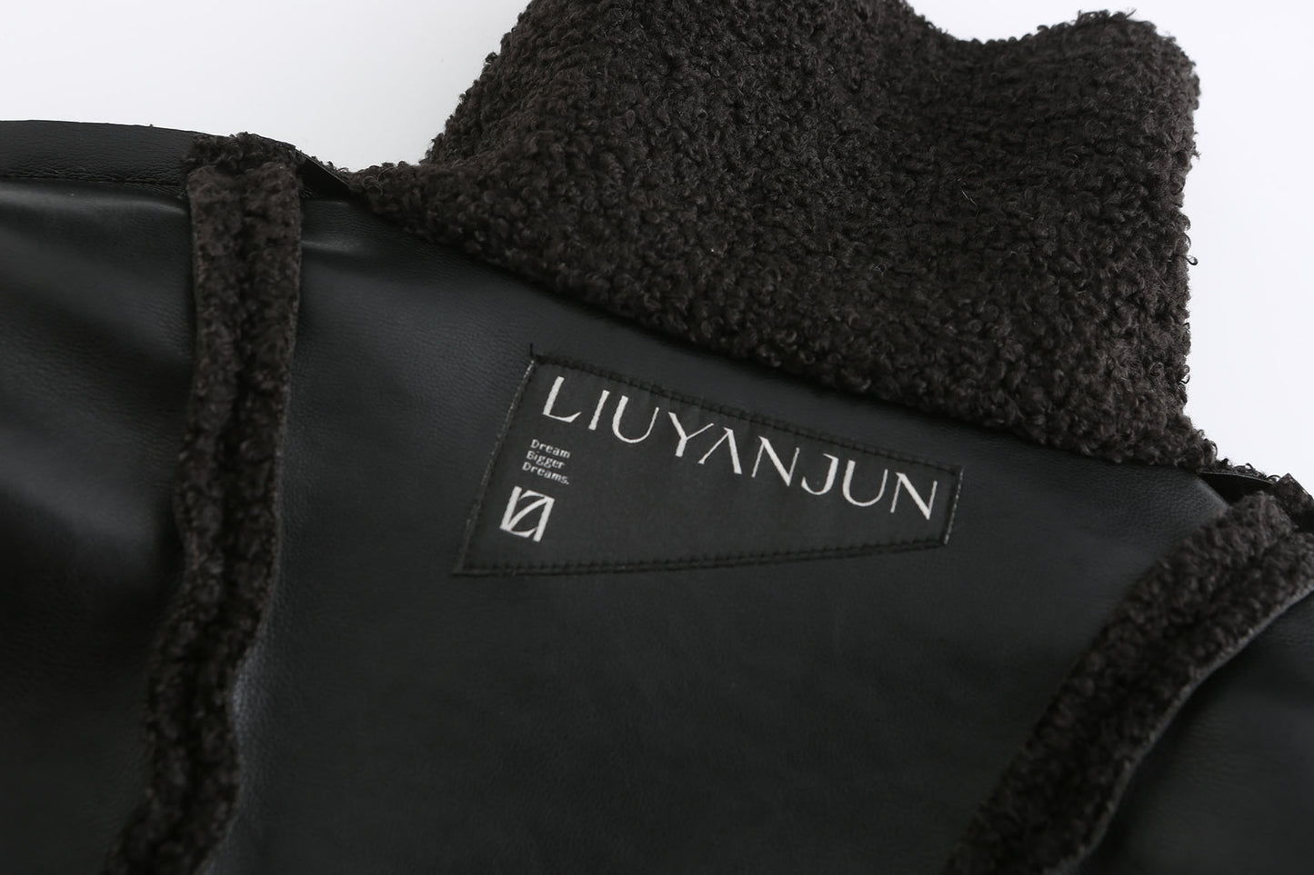 Black Faux Leather Fur Coat
