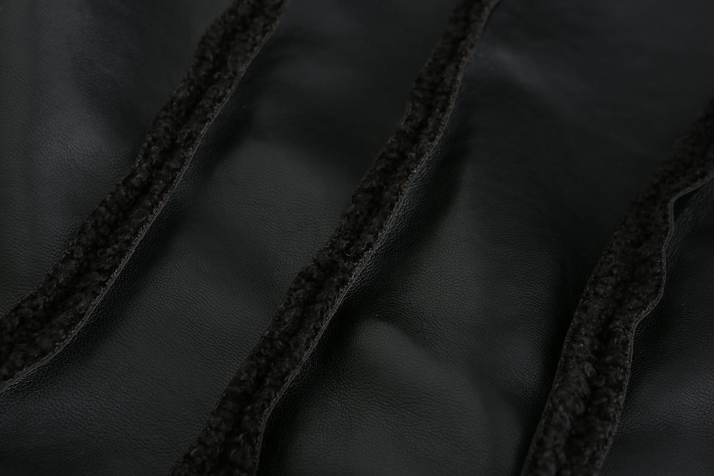 Black Faux Leather Fur Coat