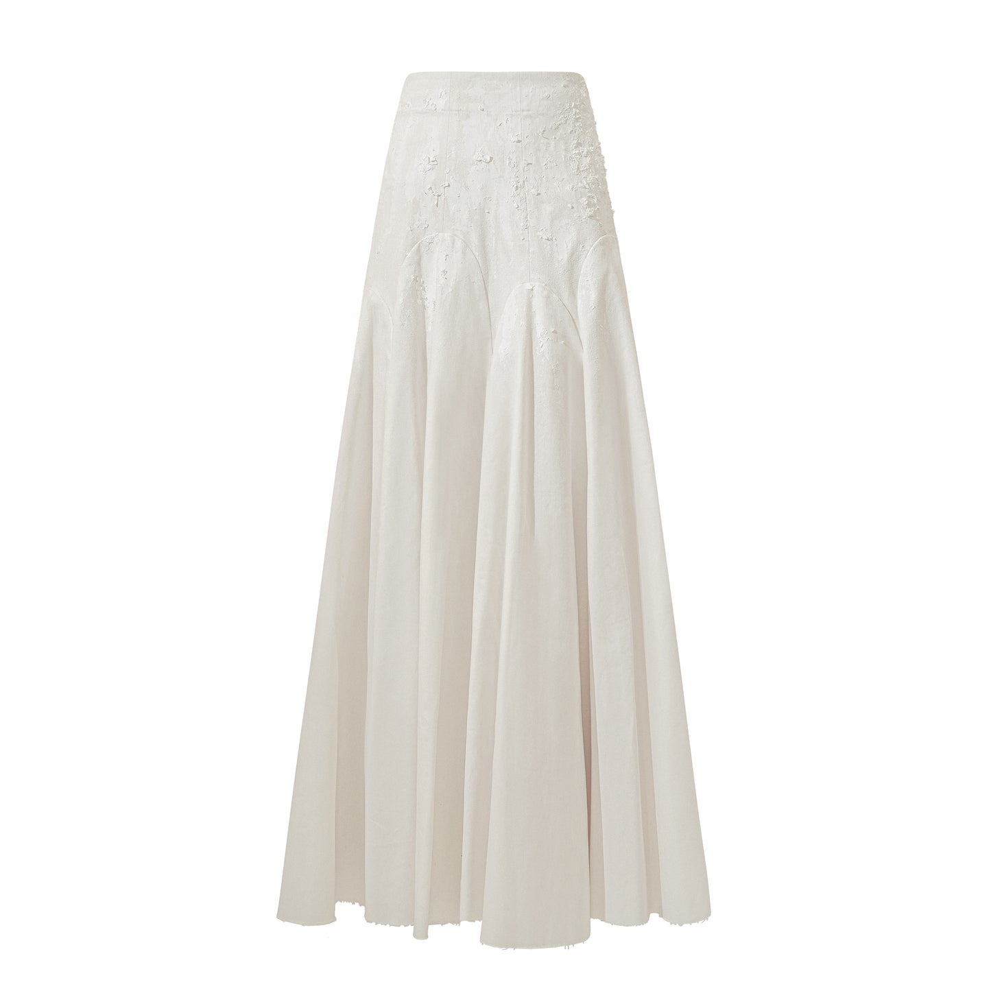 TEXTURED LONG VOLUMINOUS FLARED SKIRT WITH RAW EDGES