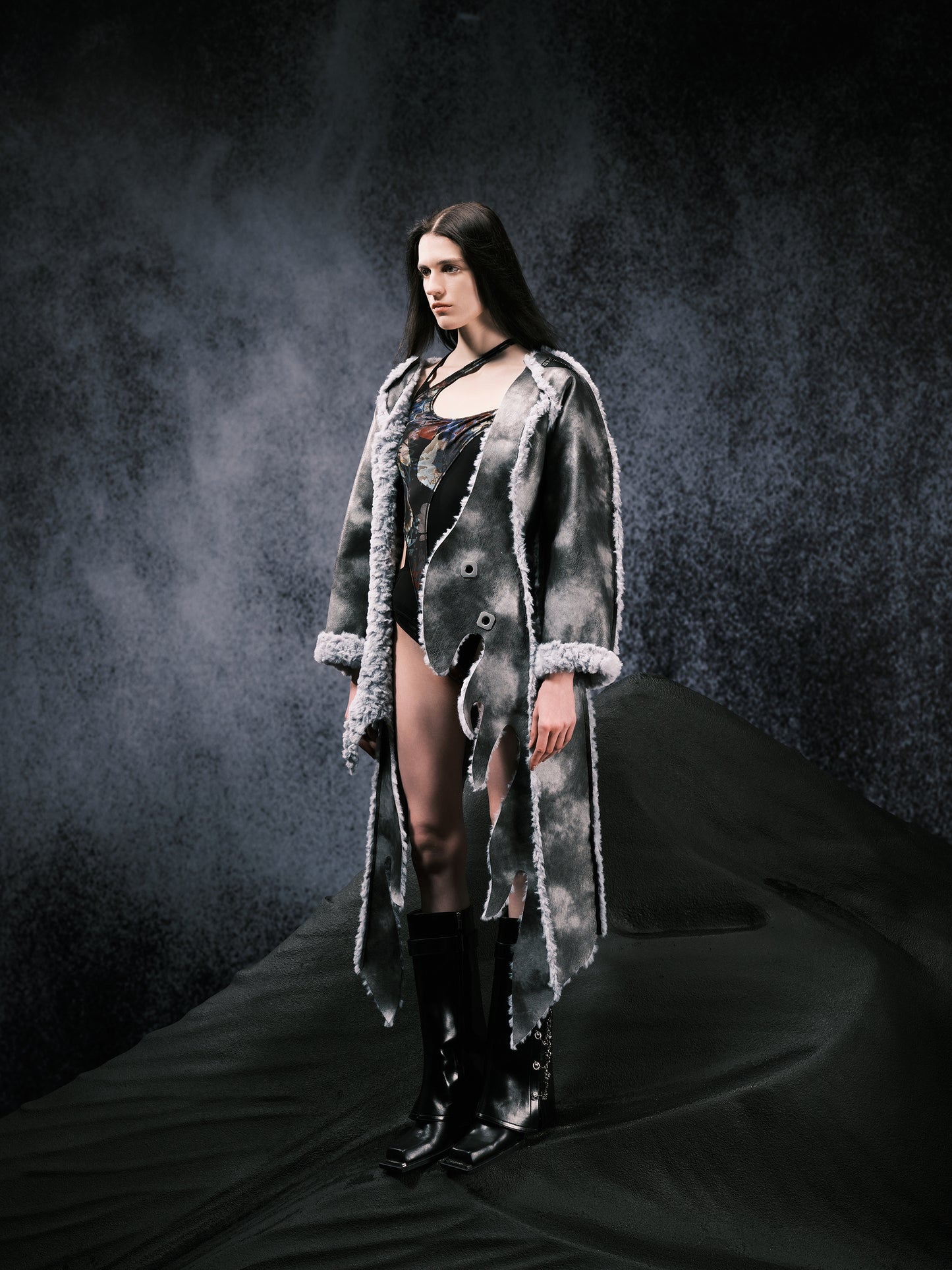 Long faux-fur coat
