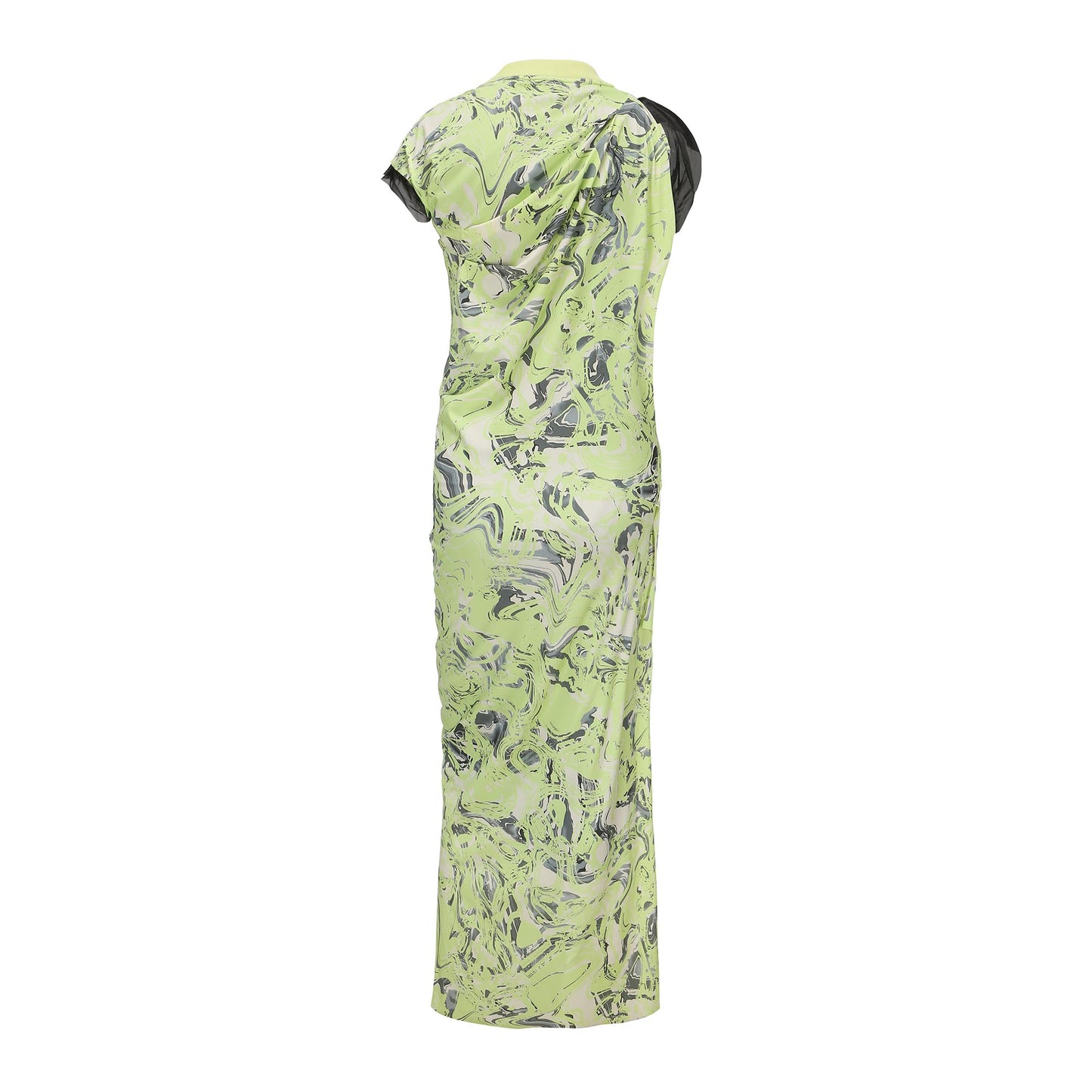NEON GREEN PRINTED. MIDI. DRESS WITH TWO LAYERS(MULTTWAY WEARING)