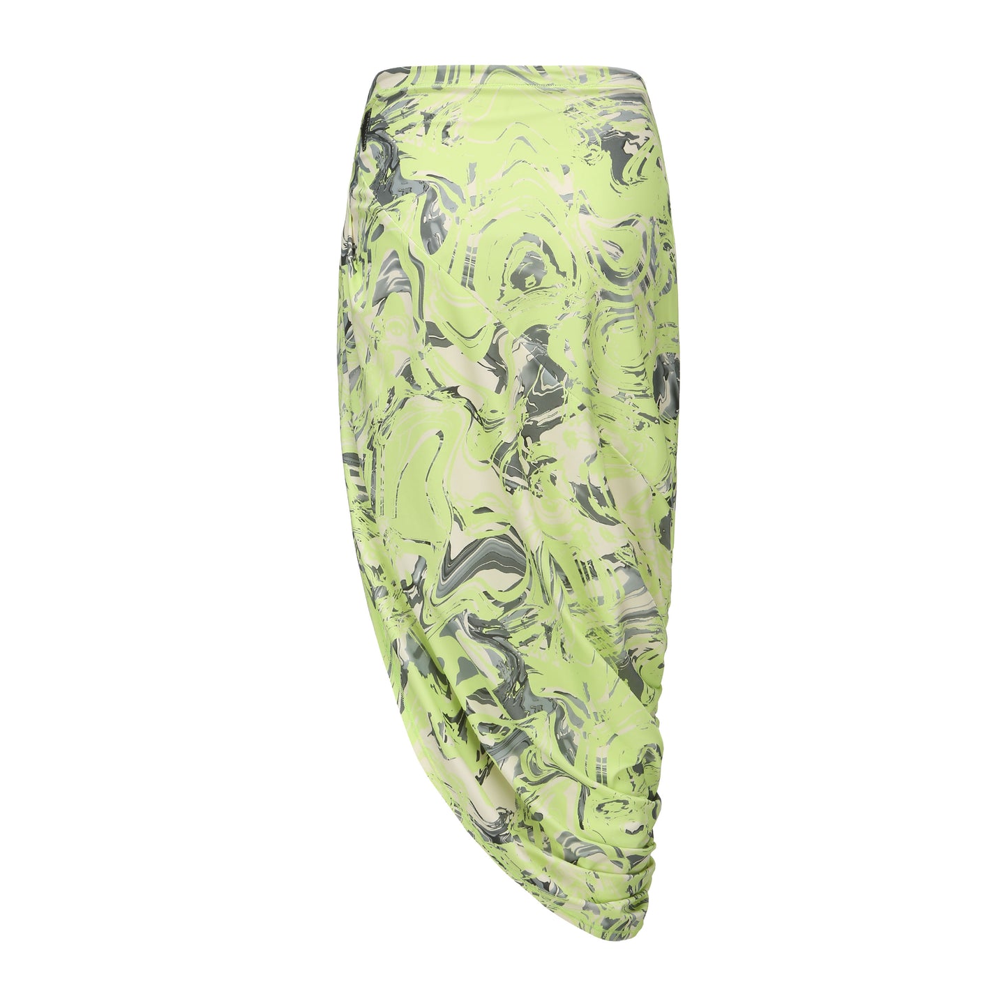 NEON GREEN ASYMMETRIC WRAP. SKIRT WITH. CUT-OUTS