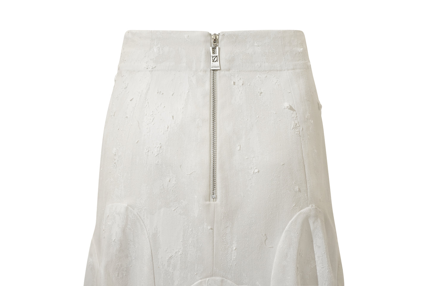 TEXTURED LONG VOLUMINOUS FLARED SKIRT WITH RAW EDGES
