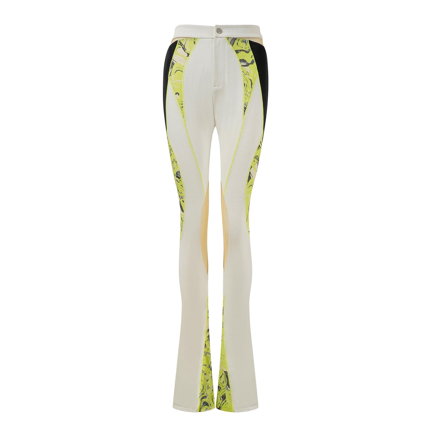 CONTRAST FLARED SKINNY JEANS WITH CUTOUTS