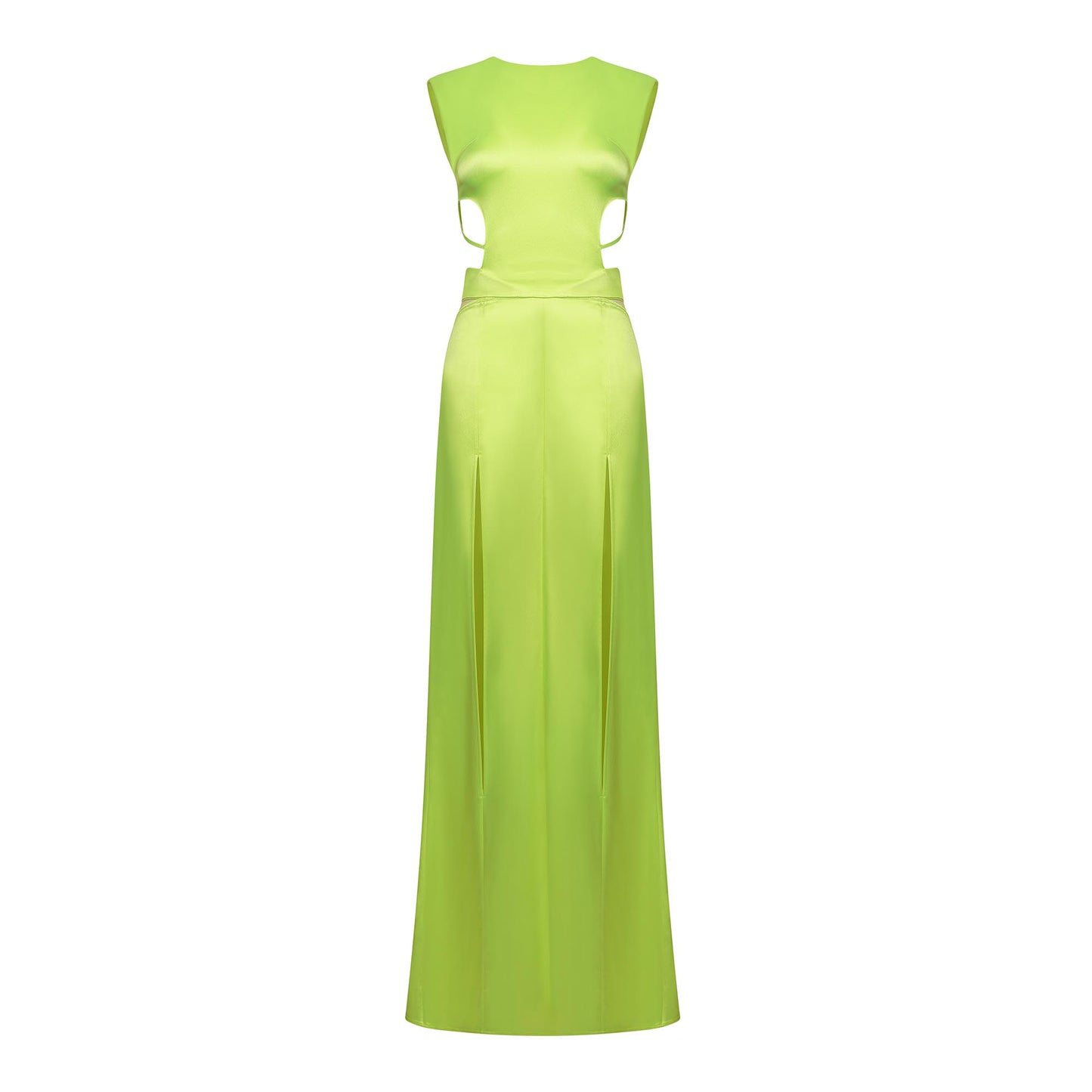 NEON GREEN TAILORED. MIDI DRESS WITH CUT-OUTS
