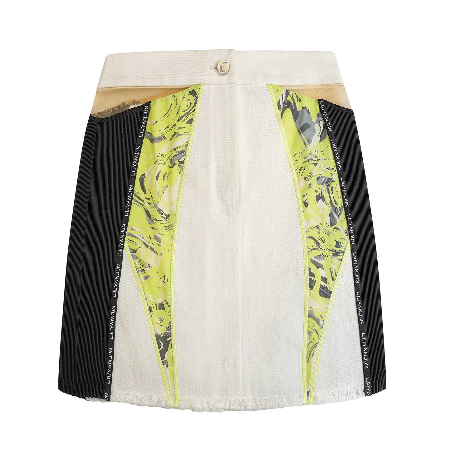 CONTRAST DENNIM MINI SKIRT WITH CUT-OUTS
