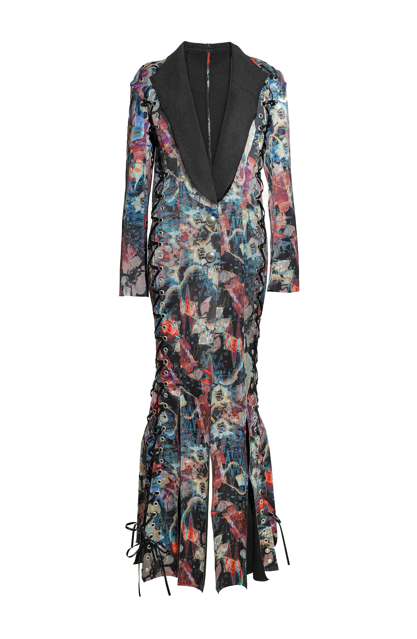 Print Lace Eyelet Fishtail Coat
