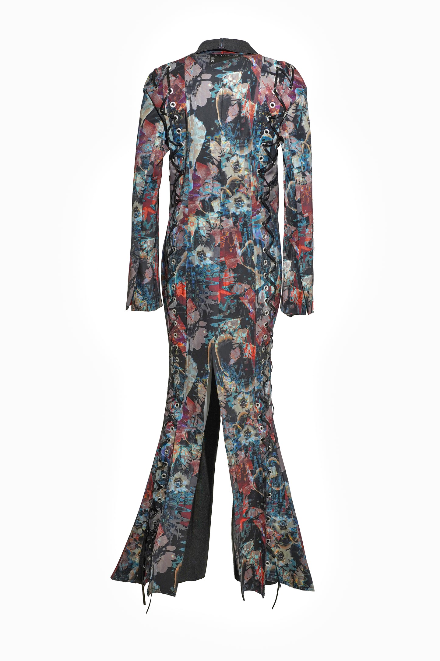 Print Lace Eyelet Fishtail Coat