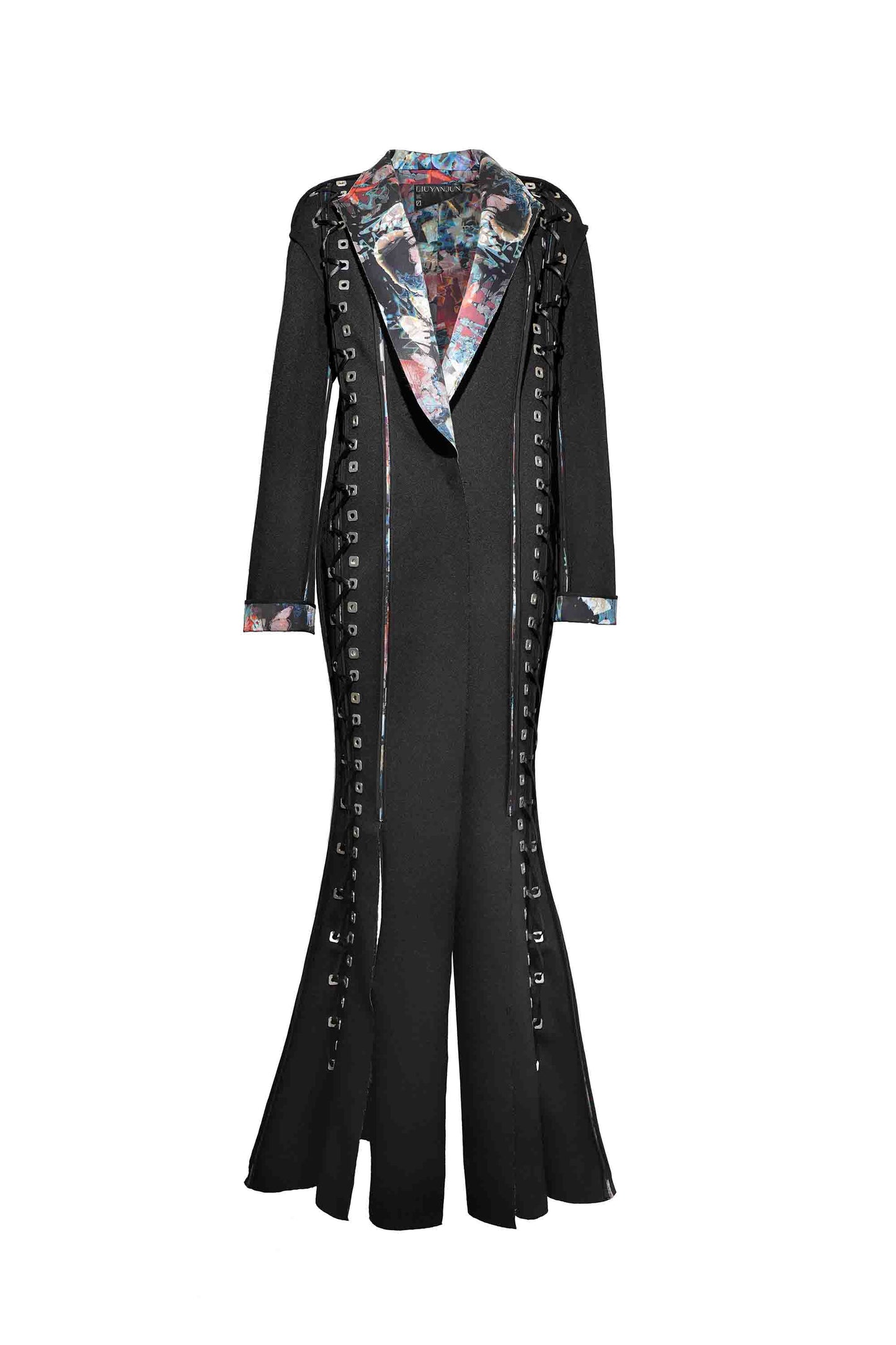 Print Lace Eyelet Fishtail Coat