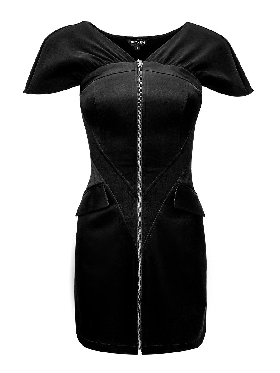 WAISTED DRESS WITH DESIGNED SILHOUETTE