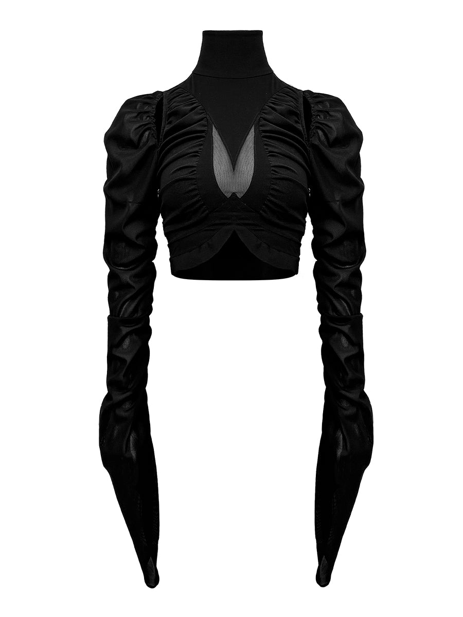 GATHERED LONG SLEEVES TOP