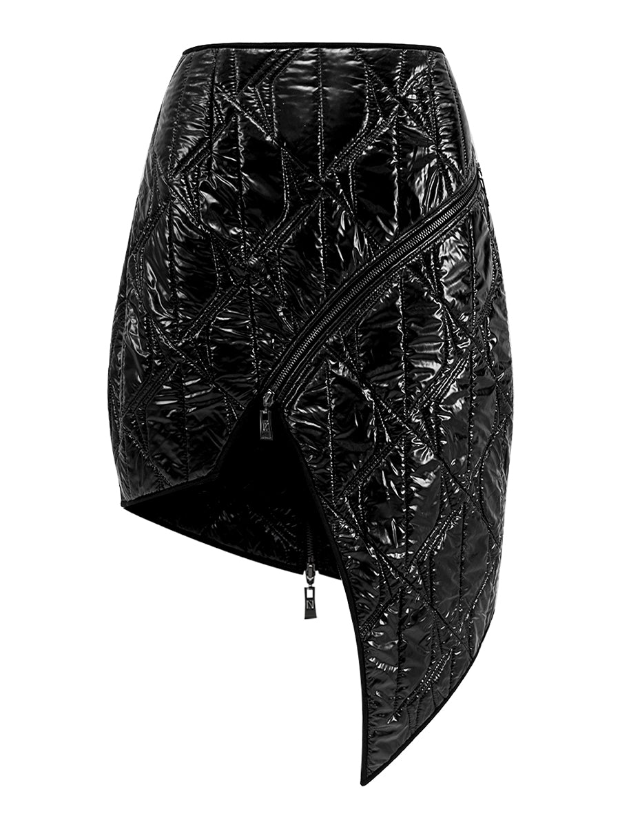 COCOON SILHOUETTE ASYMMETRIC QUITED MINI SKIRT