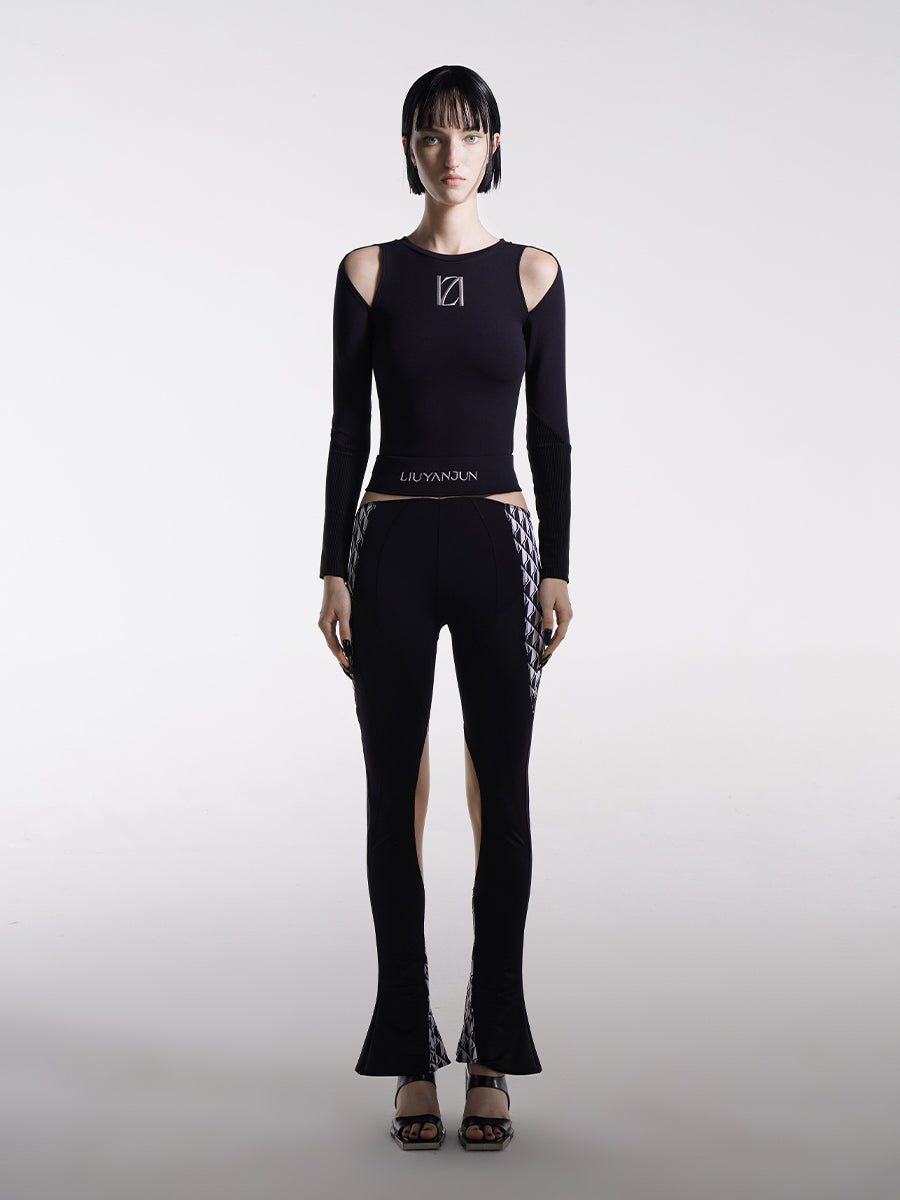 CUT-OUT WAIST SKINNY PANTS