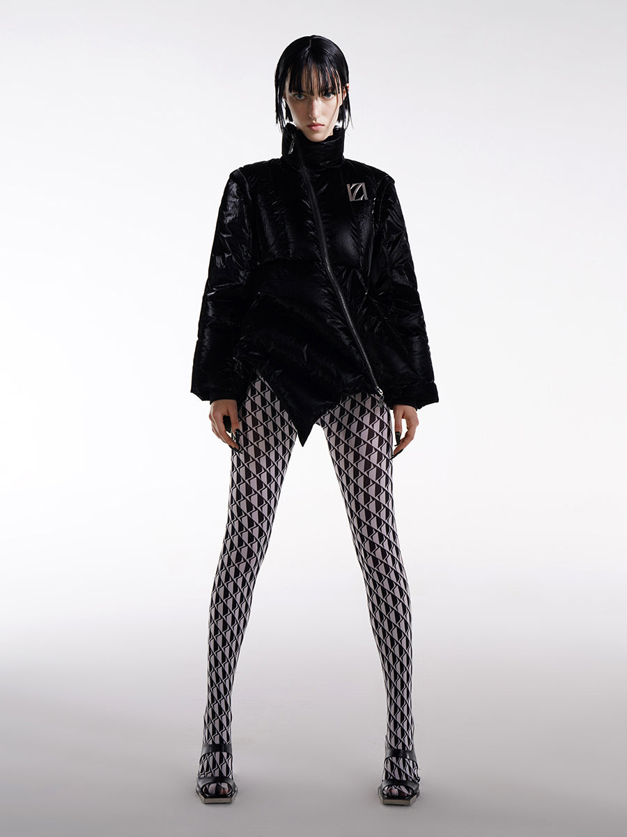 PUFFER JACKET WITH ASYMMETRIC BOTTOM
