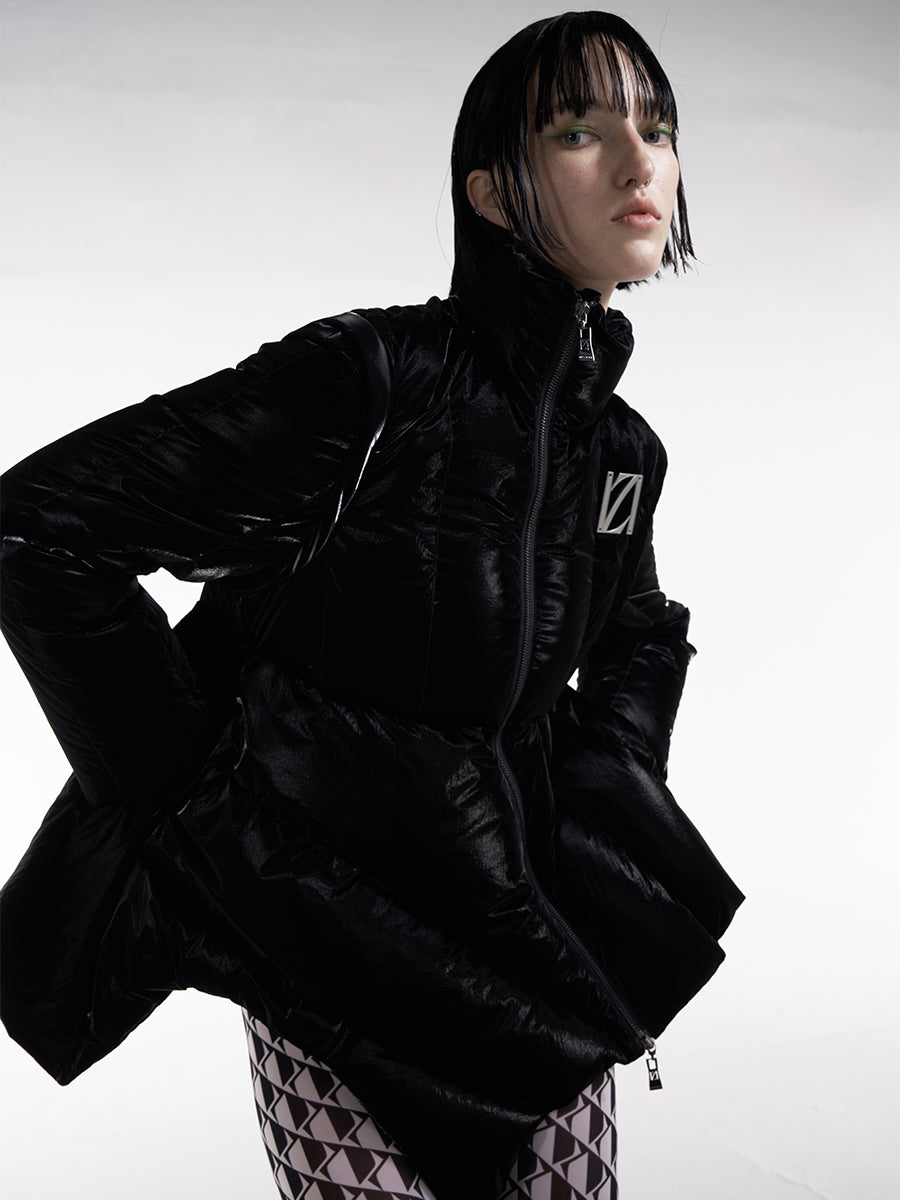 PUFFER JACKET WITH ASYMMETRIC BOTTOM