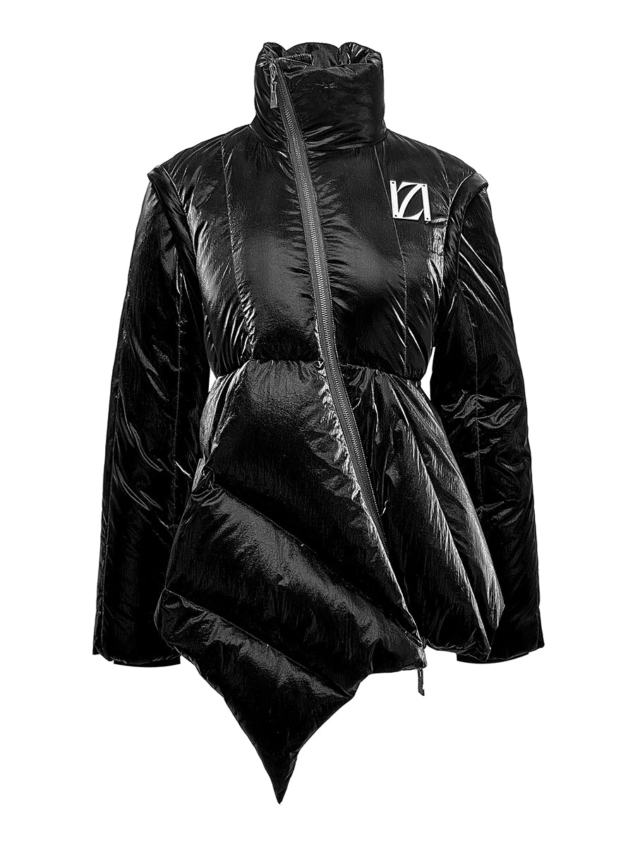 PUFFER JACKET WITH ASYMMETRIC BOTTOM
