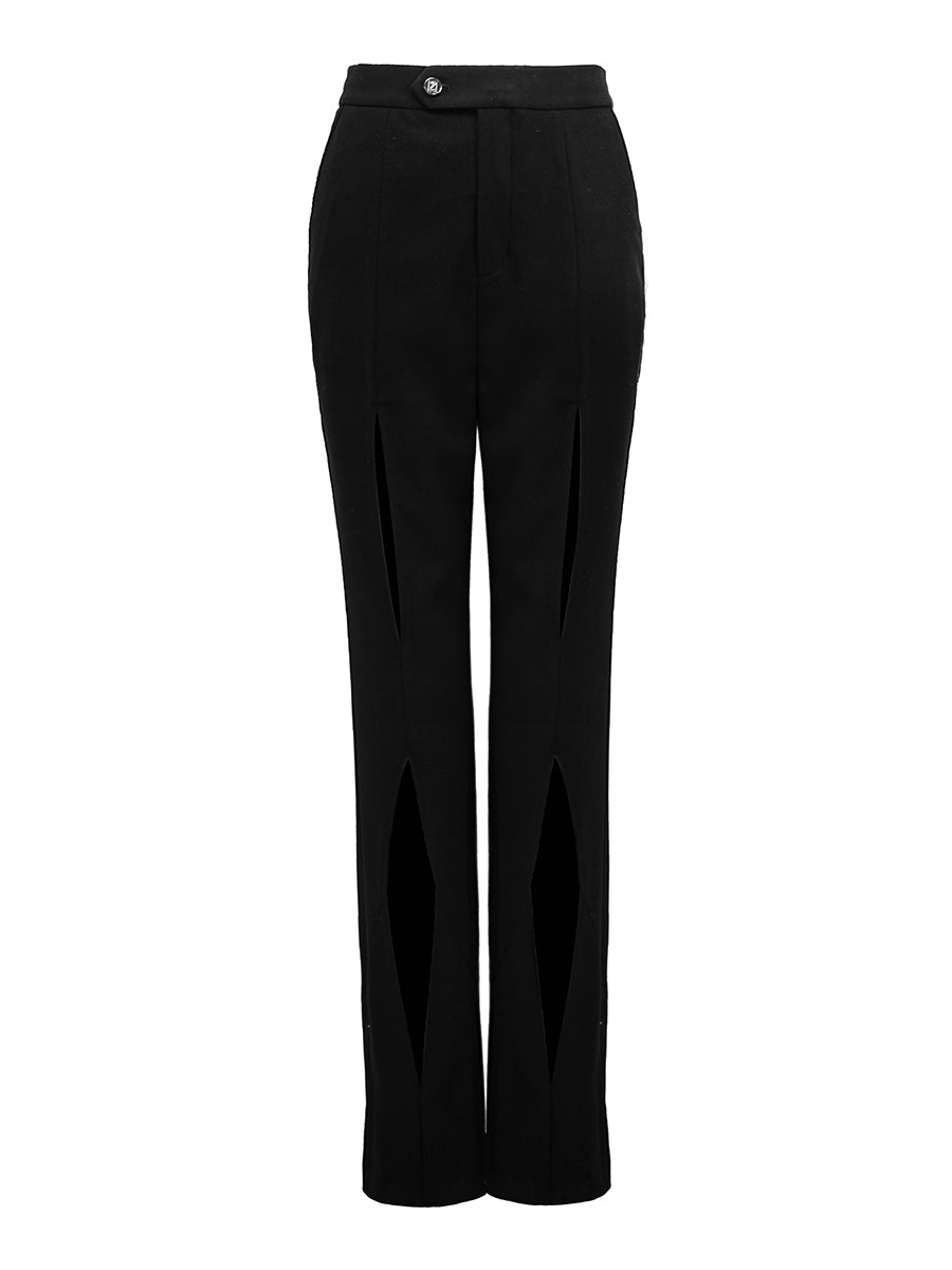 SLIM STRAIGHT PANTS WITH CUT-OUT DETAILS