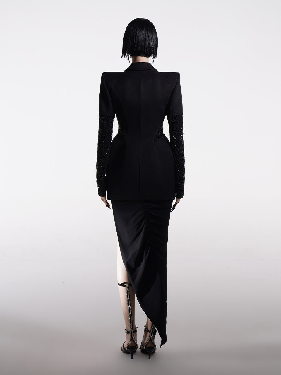 WAISTED BLAZER WITH EMBELLISHED VINYL