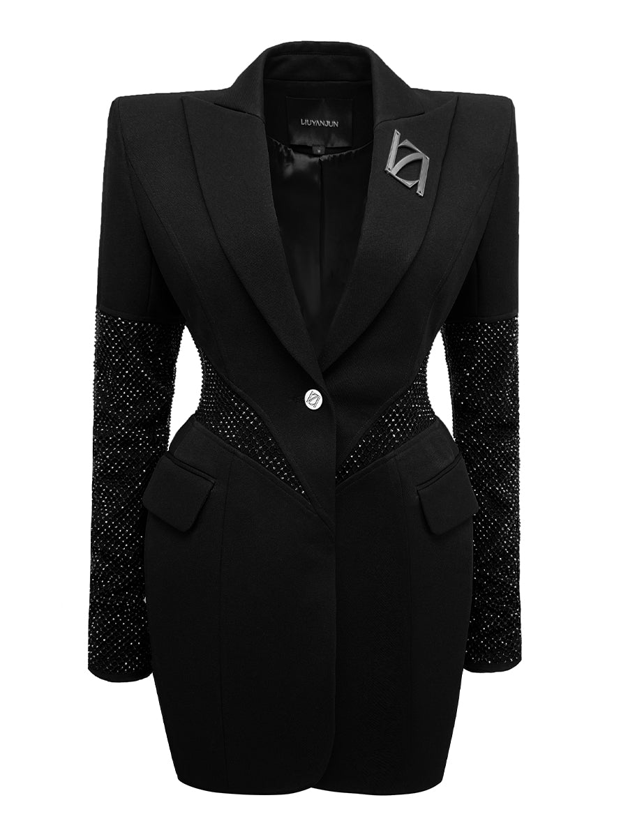 WAISTED BLAZER WITH EMBELLISHED VINYL