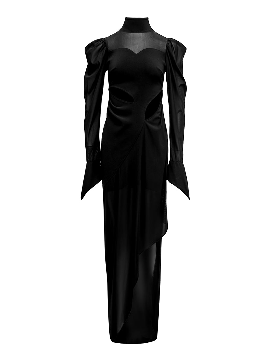 HIGH NECK DRESS WITH CUT-OUT DETAIL