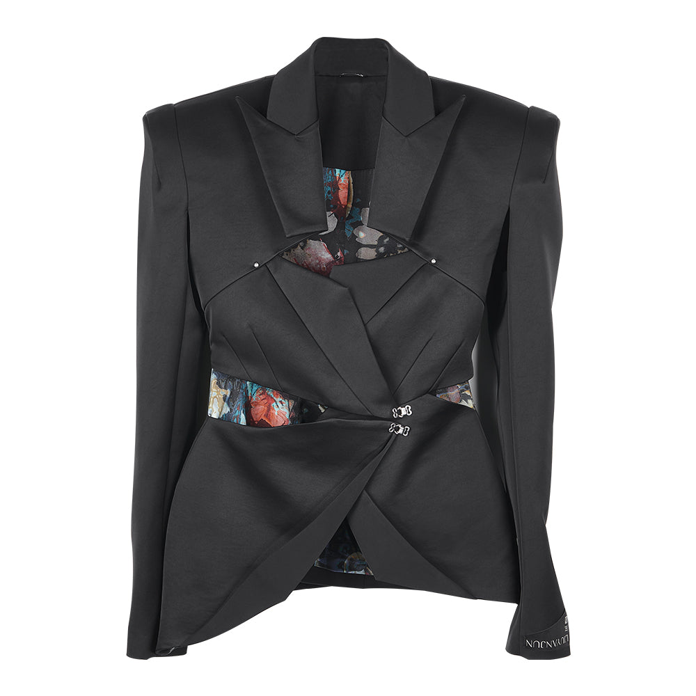 WAIST-CINCHING DECONSTRUCTED ACETATE BLAZER