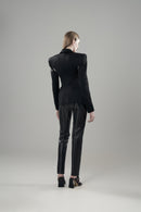 WAIST-CINCHING DECONSTRUCTED ACETATE BLAZER