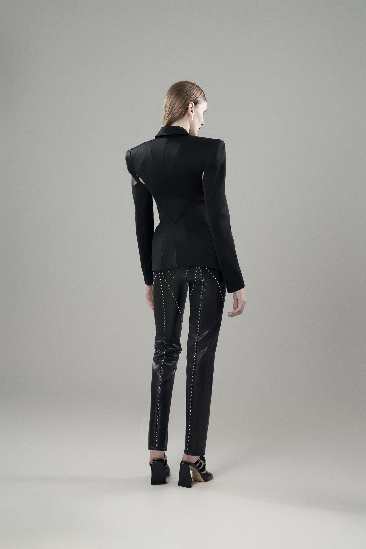 WAIST-CINCHING DECONSTRUCTED ACETATE BLAZER