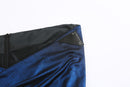 LIGHTNING BLUE ASYMMETRIC DRAPED MINI SKIRT