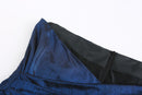 LIGHTNING BLUE ASYMMETRIC DRAPED MINI SKIRT