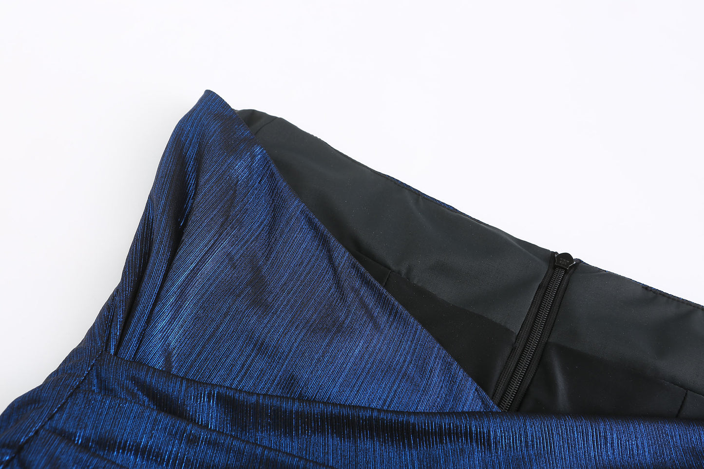 LIGHTNING BLUE ASYMMETRIC DRAPED MINI SKIRT