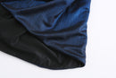 LIGHTNING BLUE ASYMMETRIC DRAPED MINI SKIRT