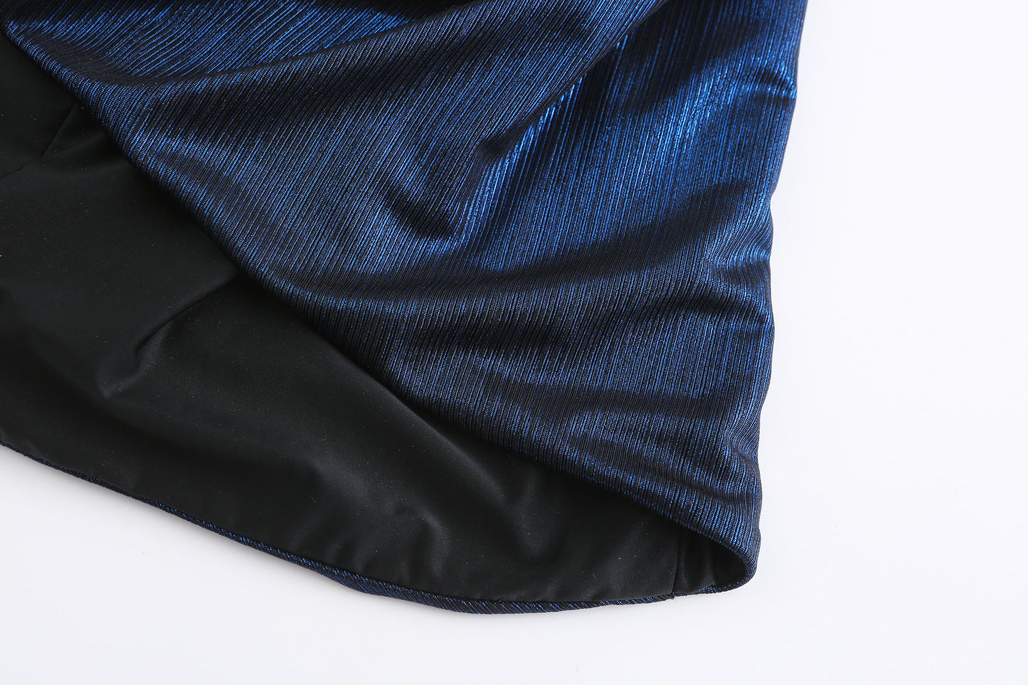 LIGHTNING BLUE ASYMMETRIC DRAPED MINI SKIRT
