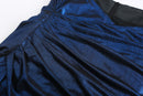 LIGHTNING BLUE ASYMMETRIC DRAPED MINI SKIRT