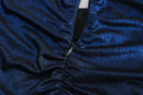 LIGHTNING BLUE ASYMMETRIC DRAPED MINI SKIRT