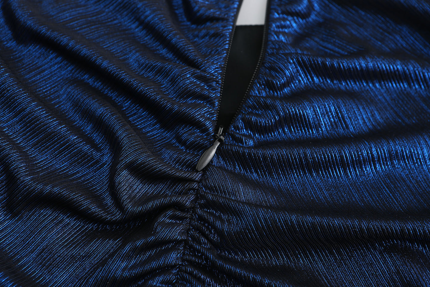 LIGHTNING BLUE ASYMMETRIC DRAPED MINI SKIRT