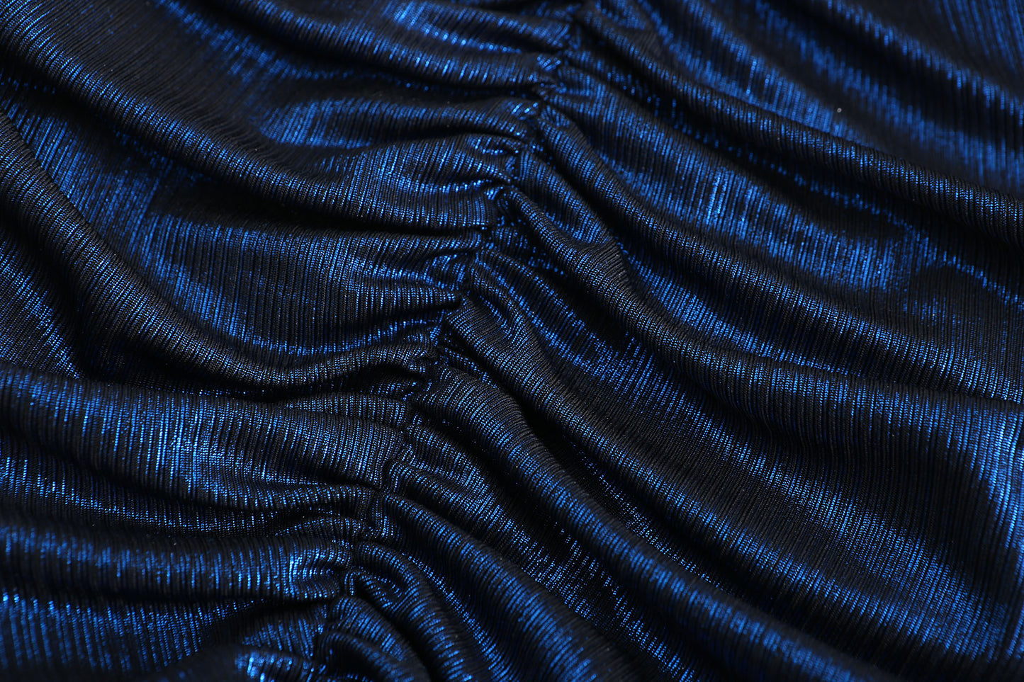 LIGHTNING BLUE ASYMMETRIC DRAPED MINI SKIRT
