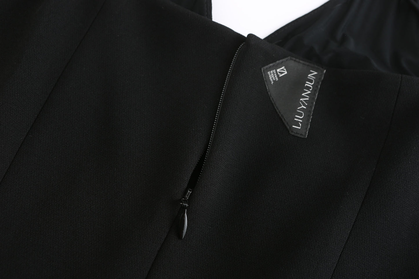 BLACK HALTERNNECK DRAPED DRESS WITH CUT-OUTS