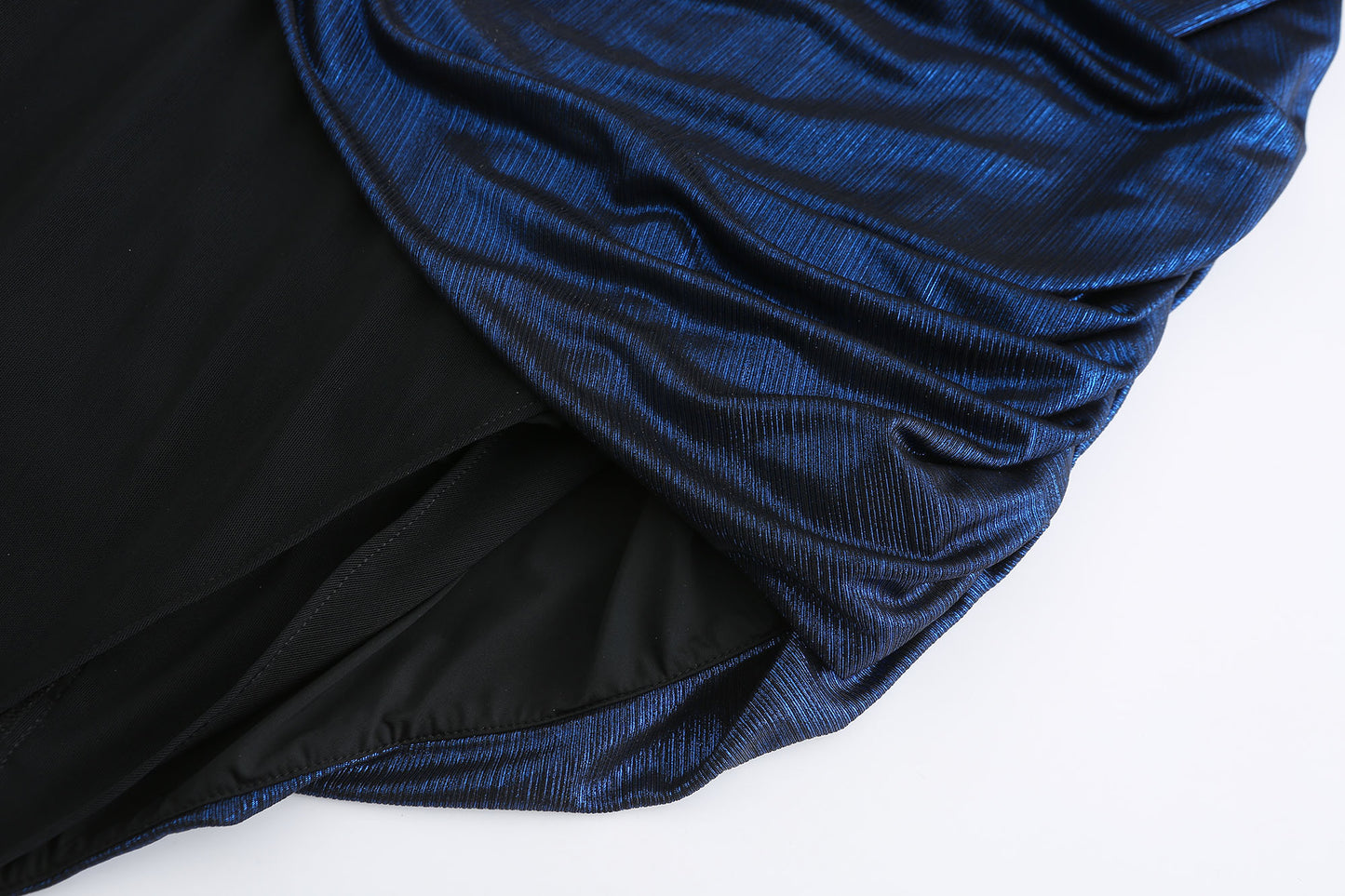 LIGHTNING BLUE ASYMMTRIC DRAPED DRESS WITH CUT OUTS