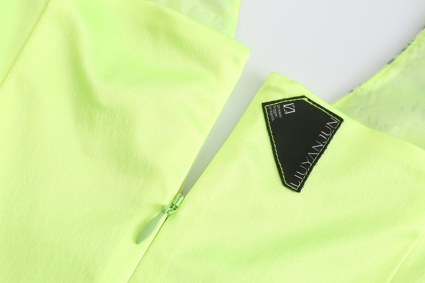 NEON GREEN PRINTED HALTERNECK DRAPED DRESS WITH CUT-OUTS