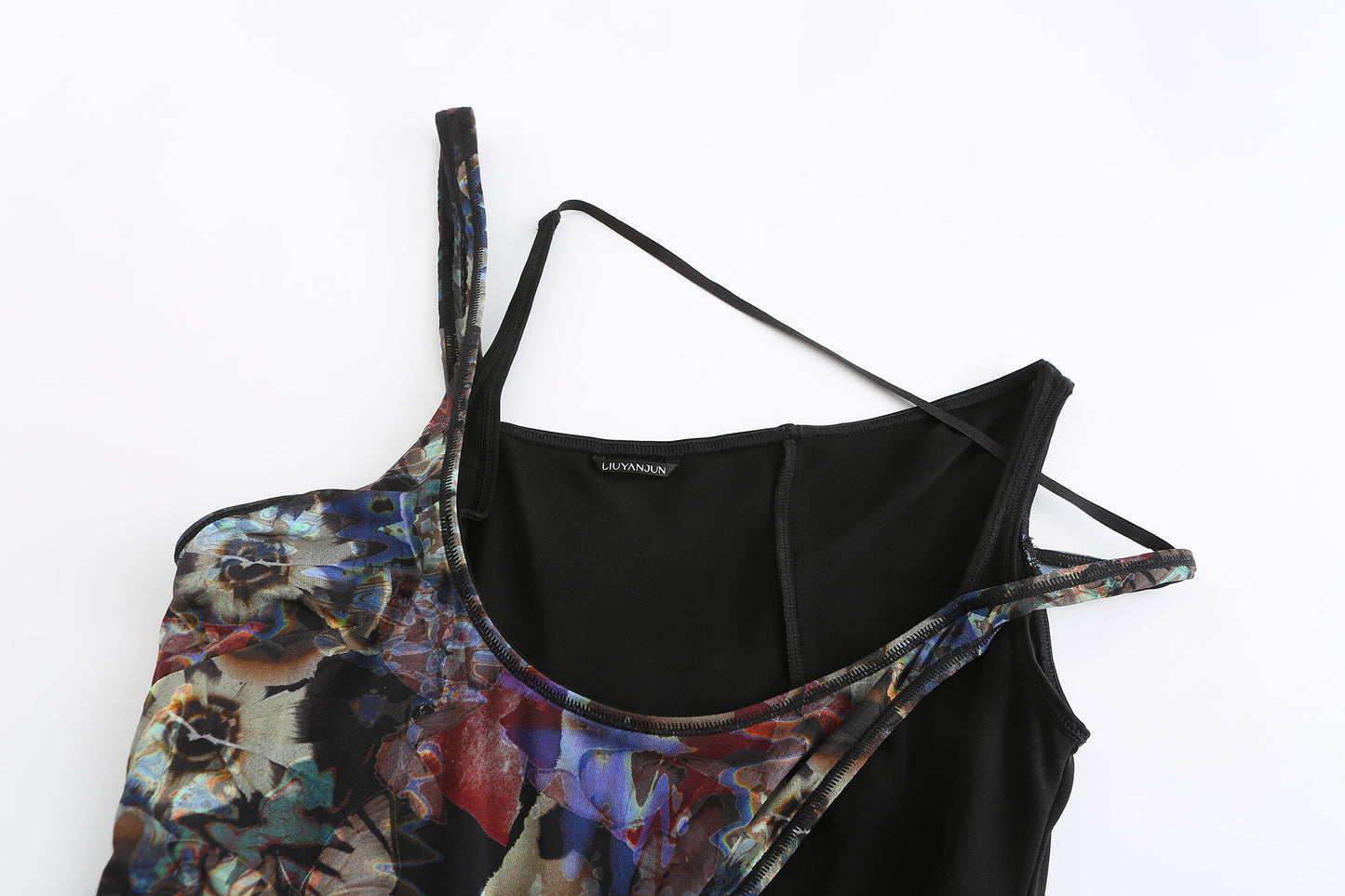 Lace-up printed bodysuit