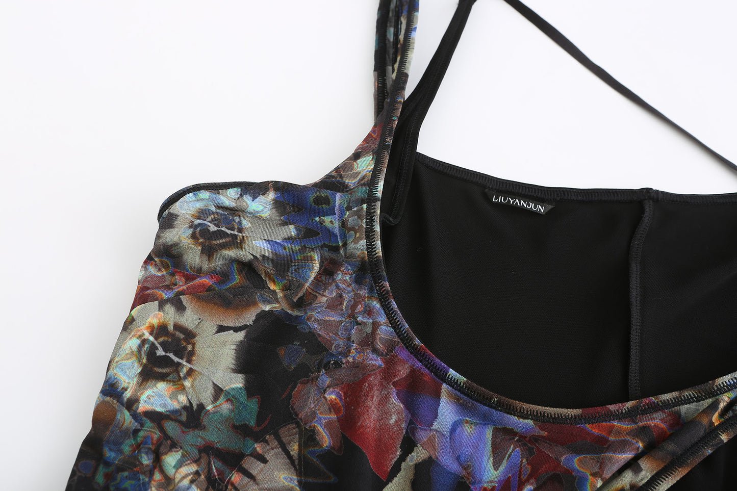 Lace-up printed bodysuit