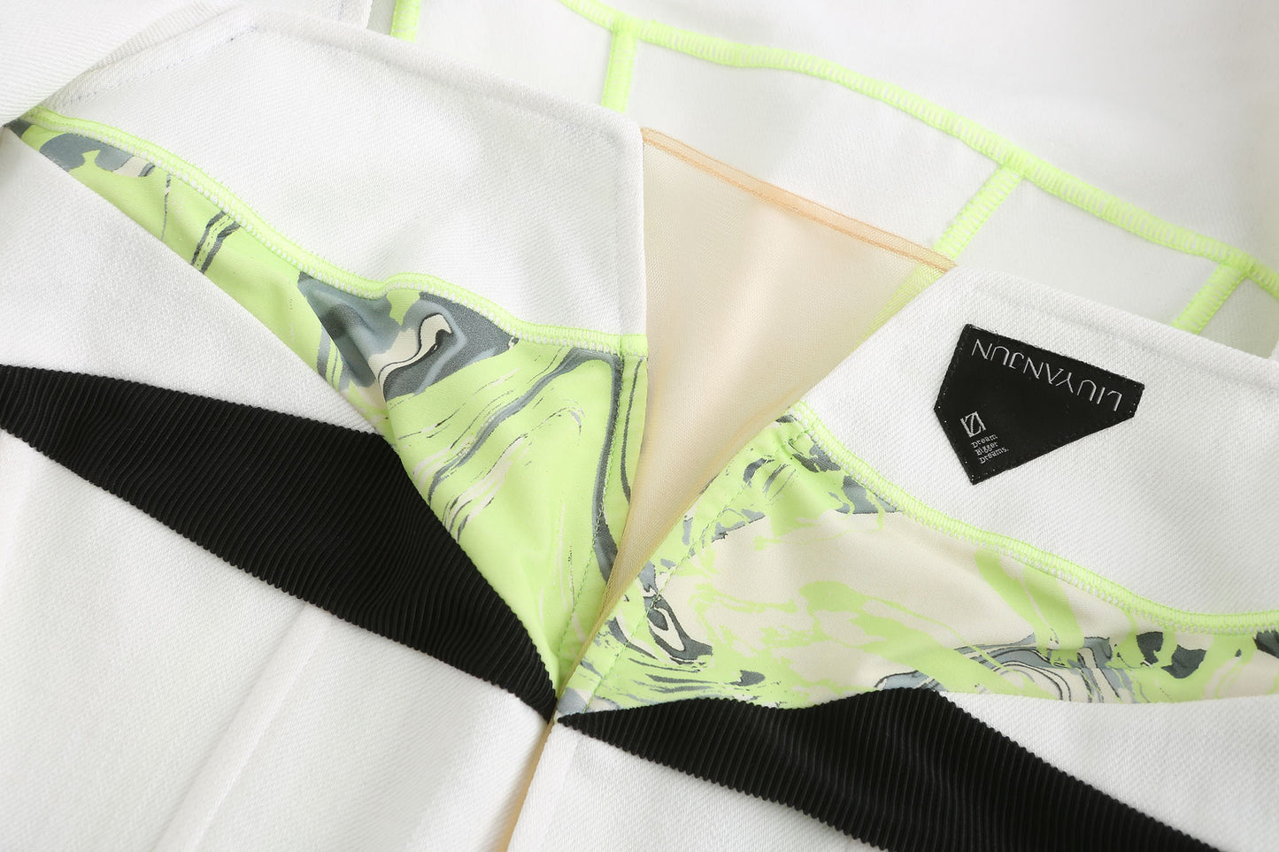 CONTRAST DENIM CROP TOP WITH CUT-OUTS