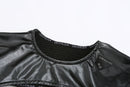 BLACK FAUX LEATHER SUPER-SHORT TOP