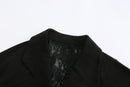 BLACK CONTRAST LACE BLAZER JACKET WITH DRAWSTRINGS
