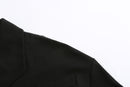 BLACK CONTRAST LACE BLAZER JACKET WITH DRAWSTRINGS