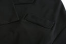 BLACK CONTRAST LACE BLAZER JACKET WITH DRAWSTRINGS
